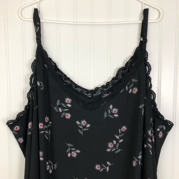 torrid Tops - Torrid spaghetti strap black and coral blouse sz 5